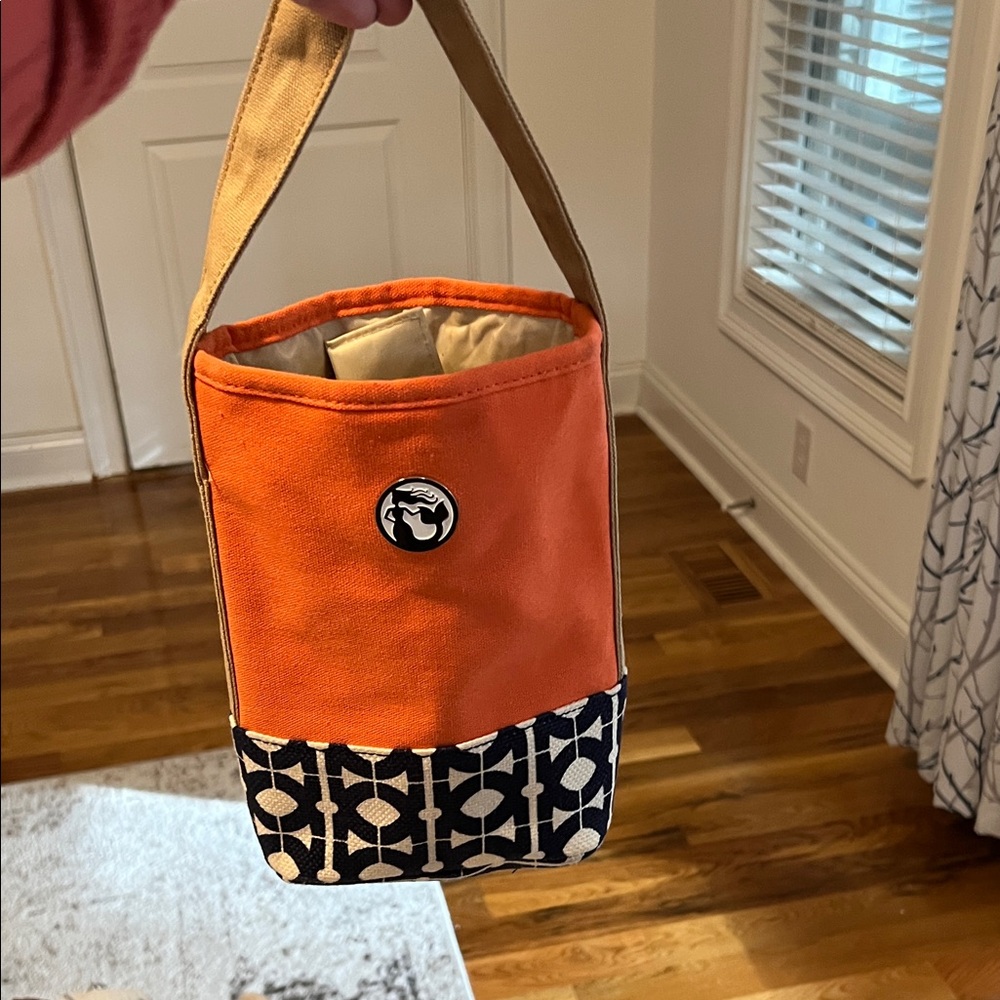 Orange and Blue Canvas Wine Tote Bag